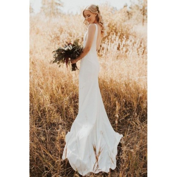 BHLDN Watters Hyde Wedding Gown Size 8 Crepe - Picture 5 of 12